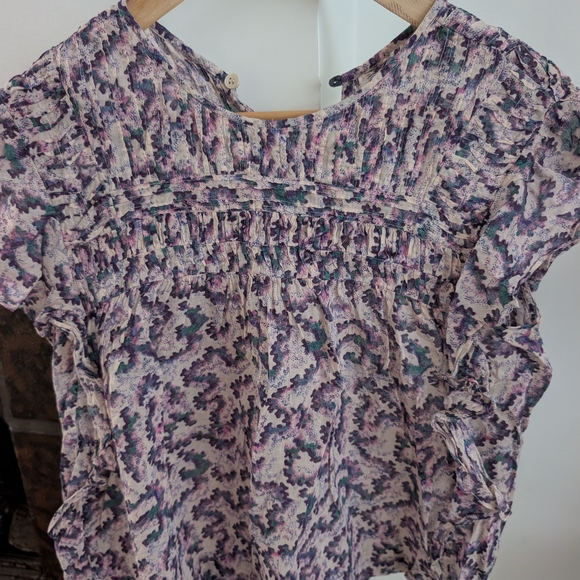 Isabel Marant Purple and Cream Patterned Blouse - Picture 1 of 4